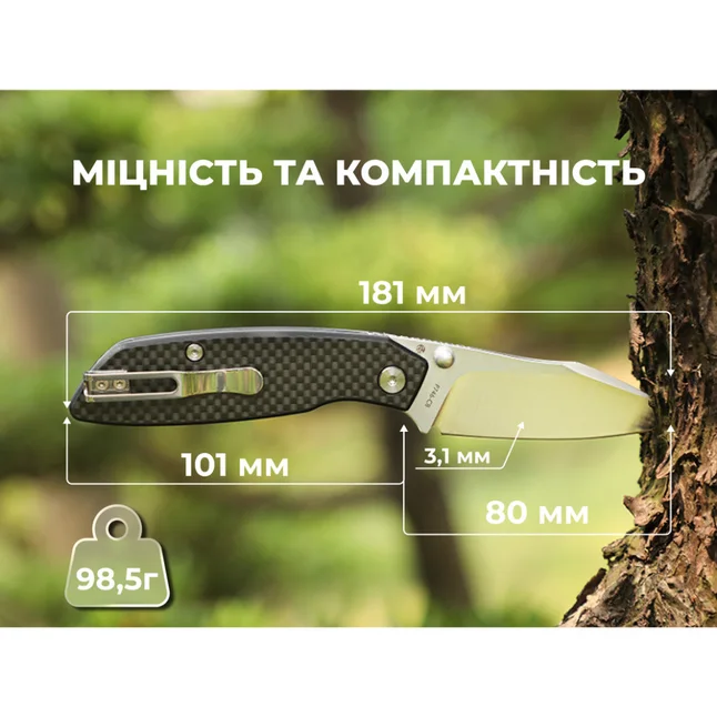 Ніж складаний туристичний Ruike P746-CB, (8 см) 14C28N / G10 чорний — Photo 13