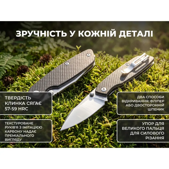 Ніж складаний туристичний Ruike P746-CB, (8 см) 14C28N / G10 чорний — Photo 12