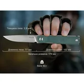 Ніж складаний кишеньковий Ruike D712-G, (7.7 см) 8Cr13Mov / G10 зелений — Photo 21
