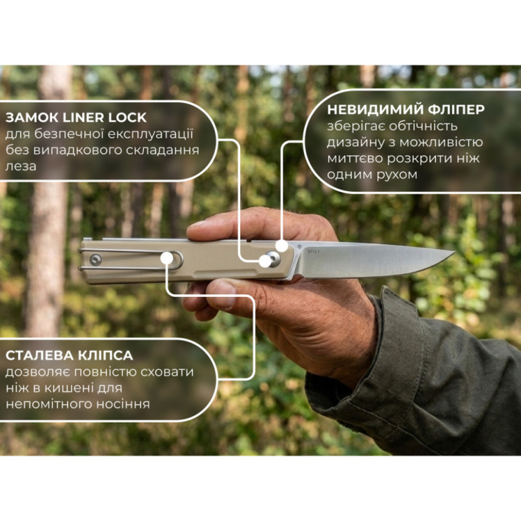 Нож складной карманный Ruike, (7.7 см) 8Cr13MoV/G10 белый